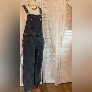 Free People Black Denim Overalls Sz 26